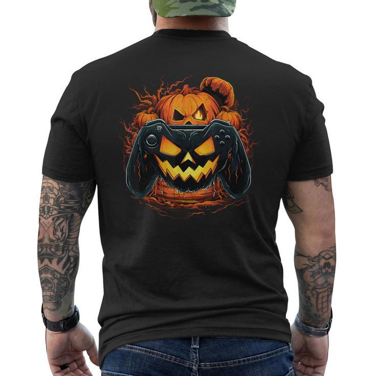 Halloween Jack O Lantern Pumpkin Face Gamer Gaming Men's T-shirt Back Print