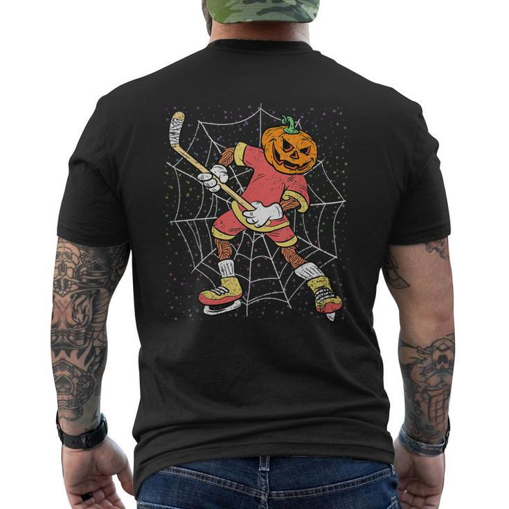 Halloween Pumpkin Scary Ice Hockey Sport Costume Skater Men's T-shirt Back Print