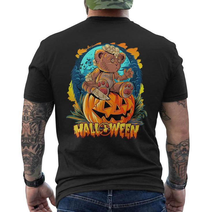 Halloween Special Scary Teddy Bear On Top Of Pumpkin   Mens Back Print T-shirt