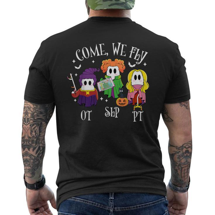 Halloween Spooky Ot Slp Pt Team Occupational Physical Speech Men's T-shirt Back Print