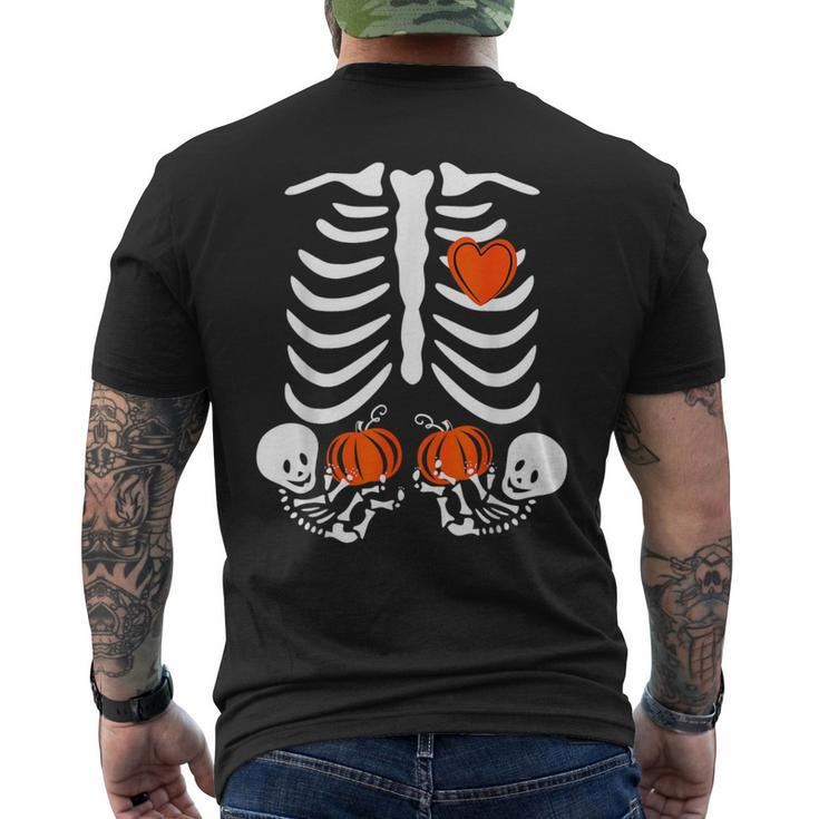 Halloween Twin Pregnant Skeleton Twins Baby Xray Rib Cage Men's T-shirt Back Print