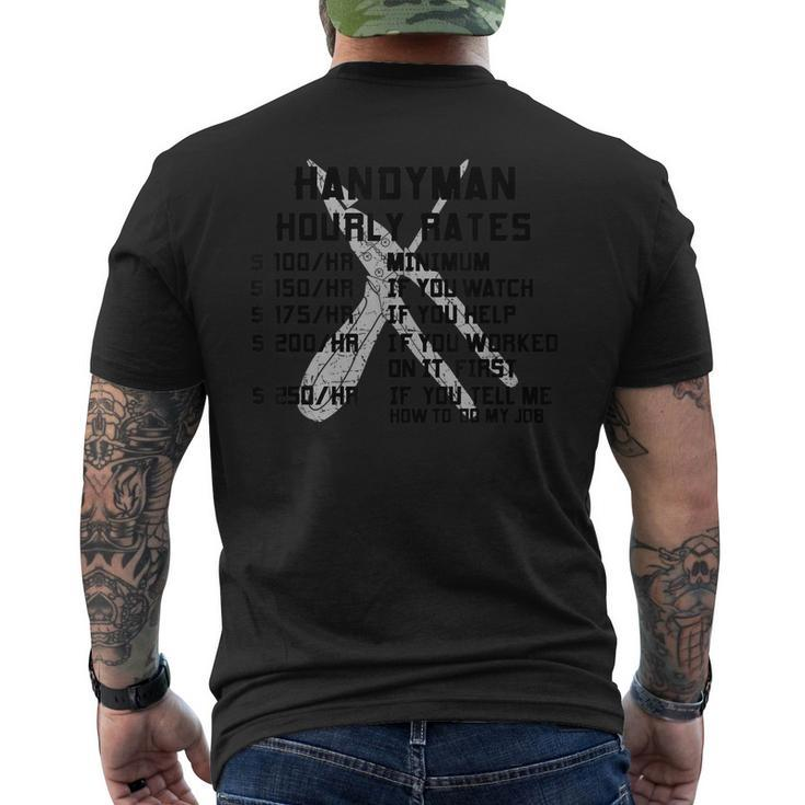Handyman Hourly Rate Repairman Labor Worker Men Men's Back Print T-shirt