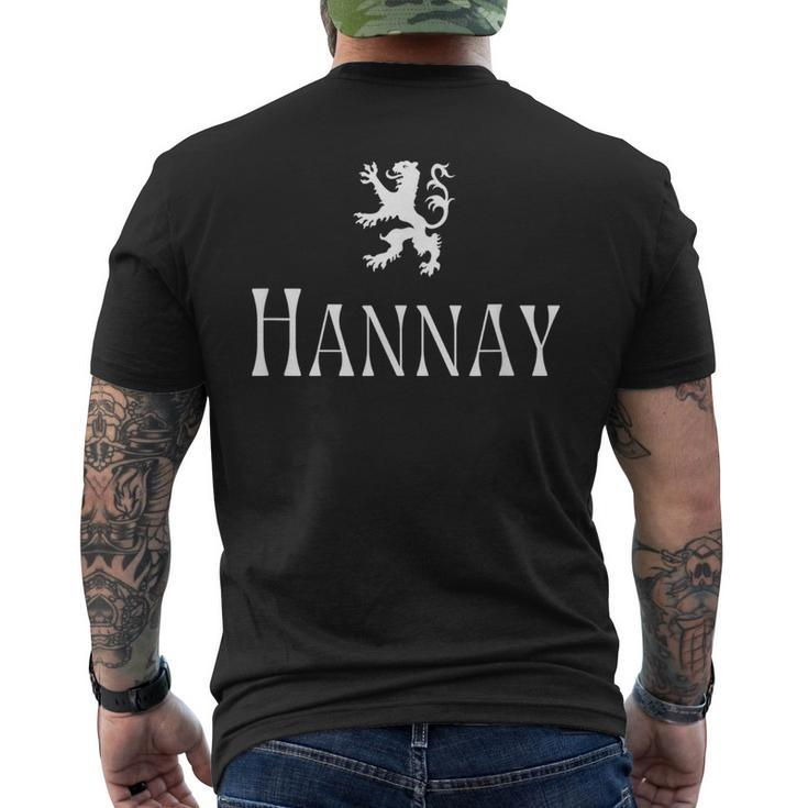 Hannay Clan Scottish Family Name Scotland Heraldry Mens Back Print T-shirt