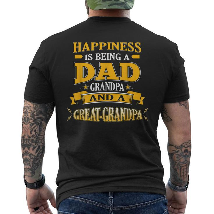 Happiness Is Being A Dad Grandpa And A Greatgrandpa Men's Back Print T-shirt
