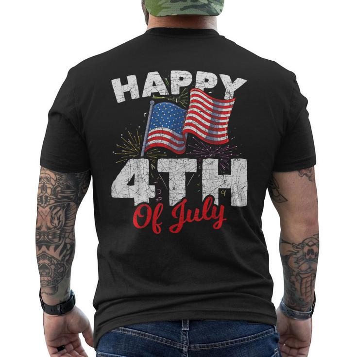 Happy 4Th Of July Patriotic American Us Flag 4Th Of July Men's Back Print T-shirt