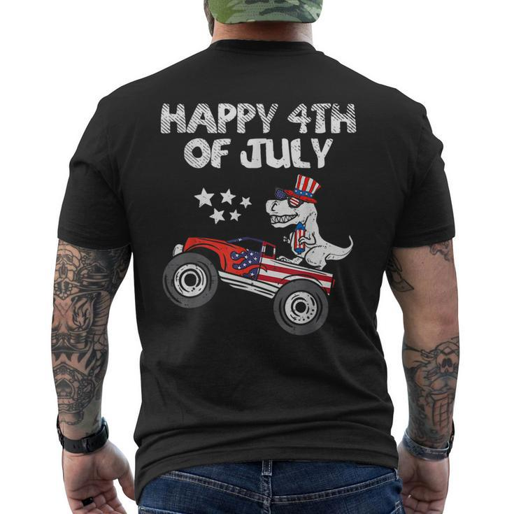 Happy 4Th Of July Dinosaur Monster Truck Toddler Boys Kids Mens Back Print T-shirt
