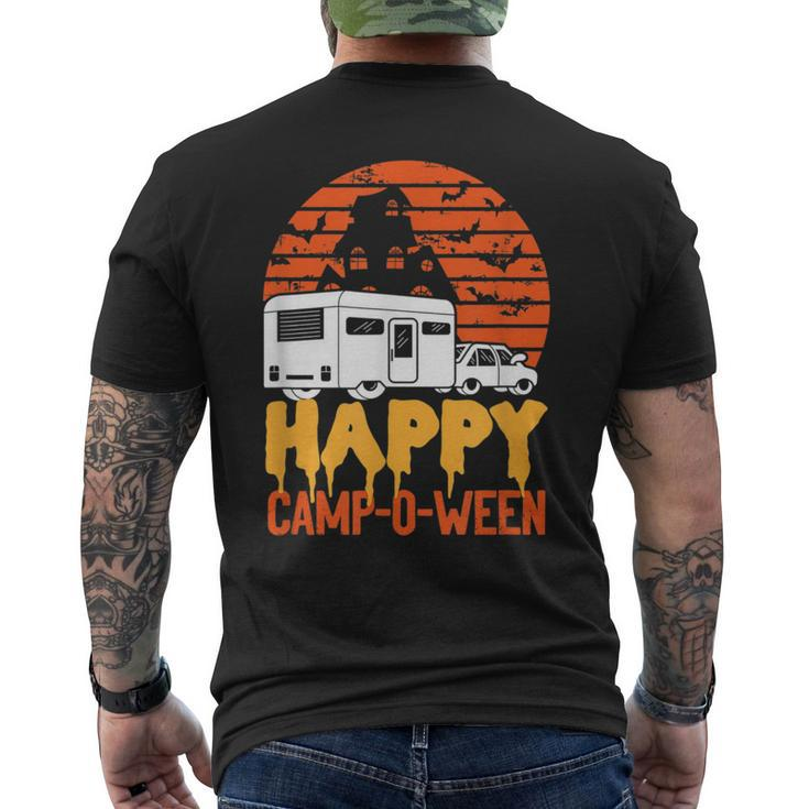 Happy Campoween Vintage Funny Camping Enthusiast Halloween Camping Funny Gifts Mens Back Print T-shirt