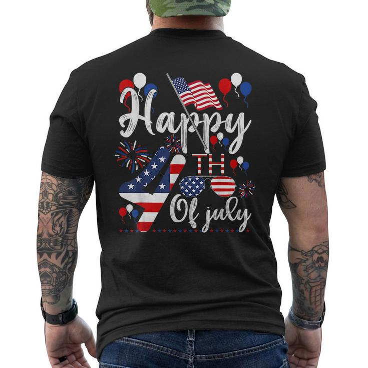 Happy Fourth Of July Patriotic American Us Flag 4Th Of July Men's Crewneck Short Sleeve Back Print T-shirt