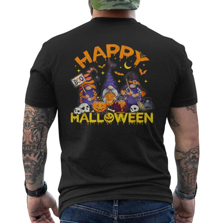 Happy Halloween Three Gnomes Skeleton Zombie Trick Or Treat Men's T-shirt Back Print