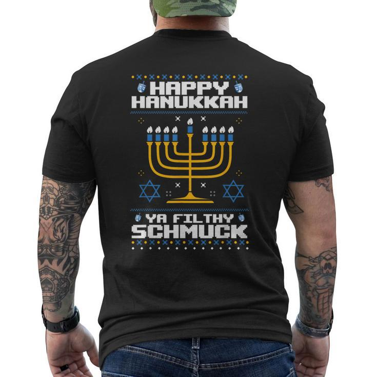 Happy Hanukkah Ya Filthy Schmuck Jewish X-Mas Ugly Sweater Men's T-shirt Back Print