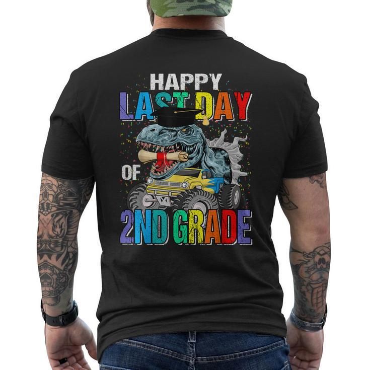 Happy Last Day Of 2Nd Grade Monster Truck Dinosaur Men's Back Print T-shirt