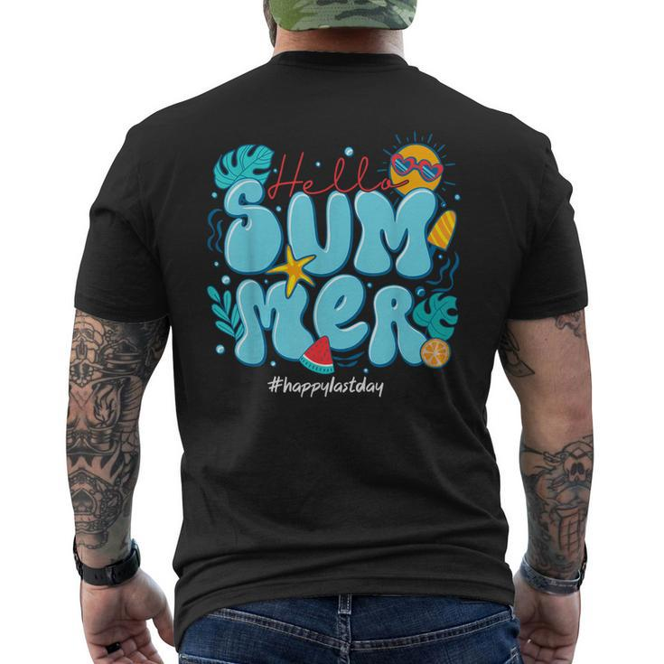 Happy Last Day Of School Hello Summer Hawaii Beach Groovy Men's Back Print T-shirt