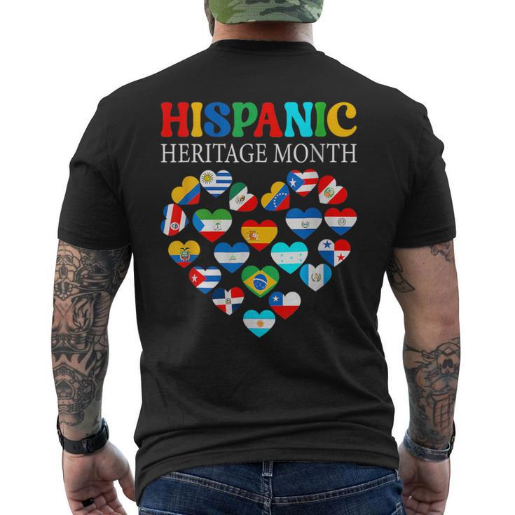 Happy National Hispanic Heritage Month All Countries Heart Men's T-shirt Back Print