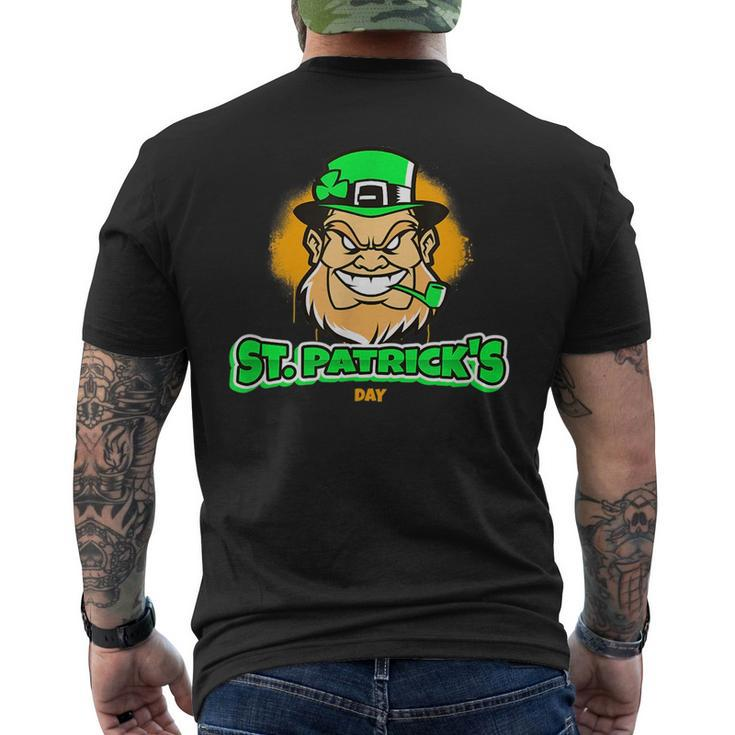 Happy St Patricks Day Scary Angry Leprechaun Design  Mens Back Print T-shirt