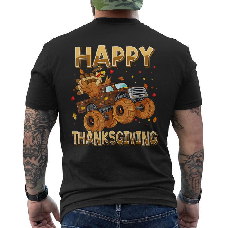 Happy Thanksgiving Riding Monster Truck Turkey Toddler Boys Men's T-shirt Back Print