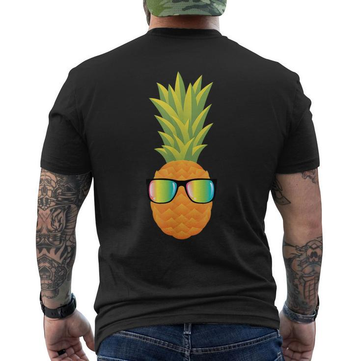 Hawaiian Pineapple With Sunglasses Illustration Gift Mens Back Print T-shirt
