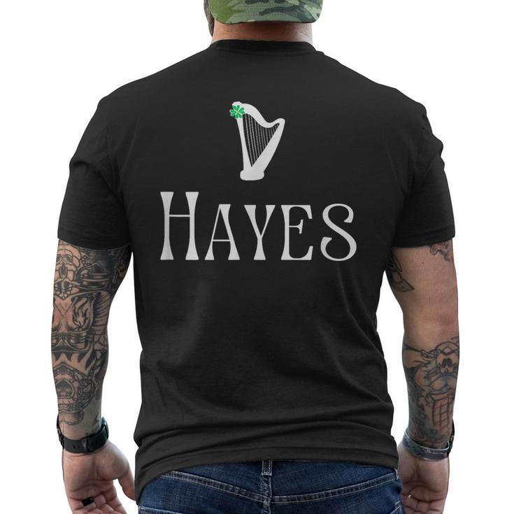 Hayes Surname Irish Family Name Heraldic Celtic Harp  Men's Crewneck Short Sleeve Back Print T-shirt