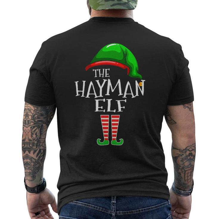 Hayman Name Gift The Hayman Elf Christmas Mens Back Print T-shirt