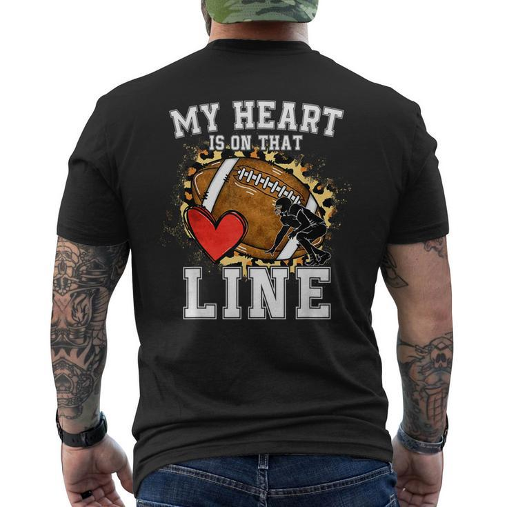 My Heart Is On The Line Offensive Lineman Football Leopard Men's T-shirt Back Print