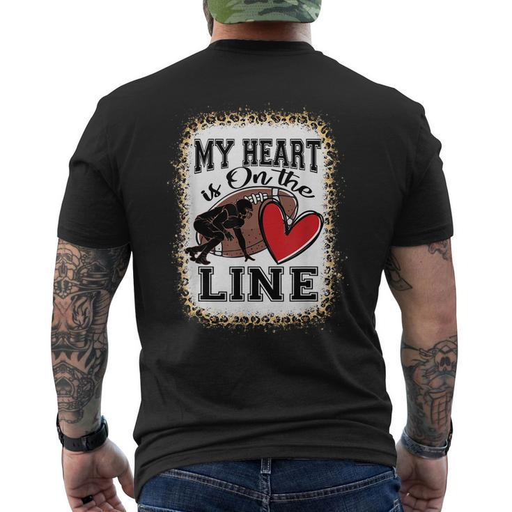 My Heart Is On The Line Offensive Lineman Football Leopard Men's T-shirt Back Print