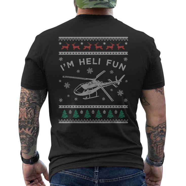 Helicopter Ugly Christmas Sweater Heli Pilot Men's T-shirt Back Print
