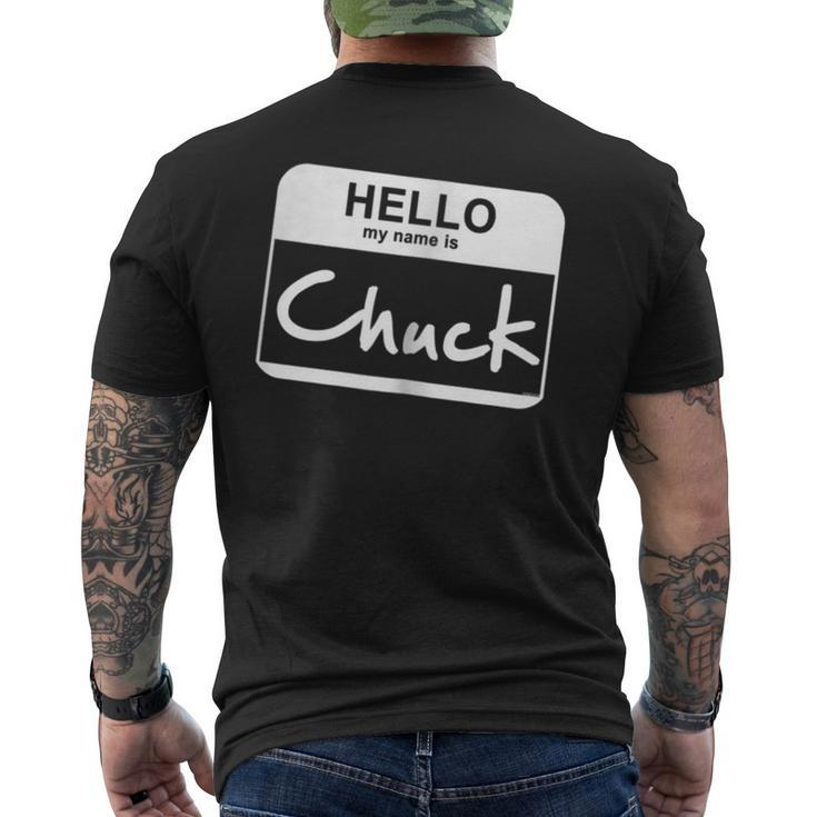 Hello My Name Is Chuck Name Tag Personalized Men's Back Print T-shirt