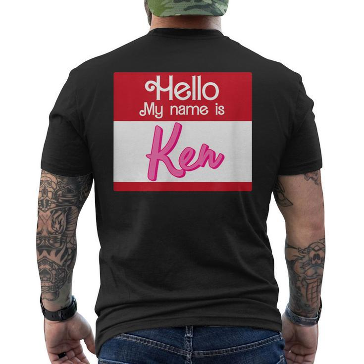 Hello My Name Is Ken Halloween Name Tag Personalized Men's T-shirt Back Print