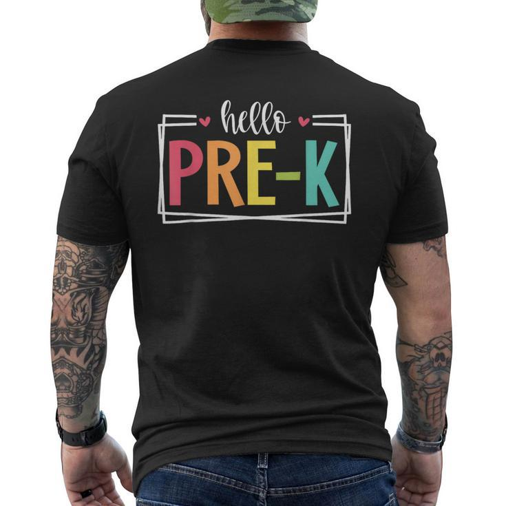 Hello Pre-K First Day Of School Welcome Back To School  Mens Back Print T-shirt