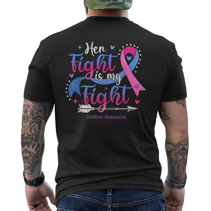Her Fight Is My Fight Pink Blue Ribbon Clubfoot Awareness  Mens Back Print T-shirt
