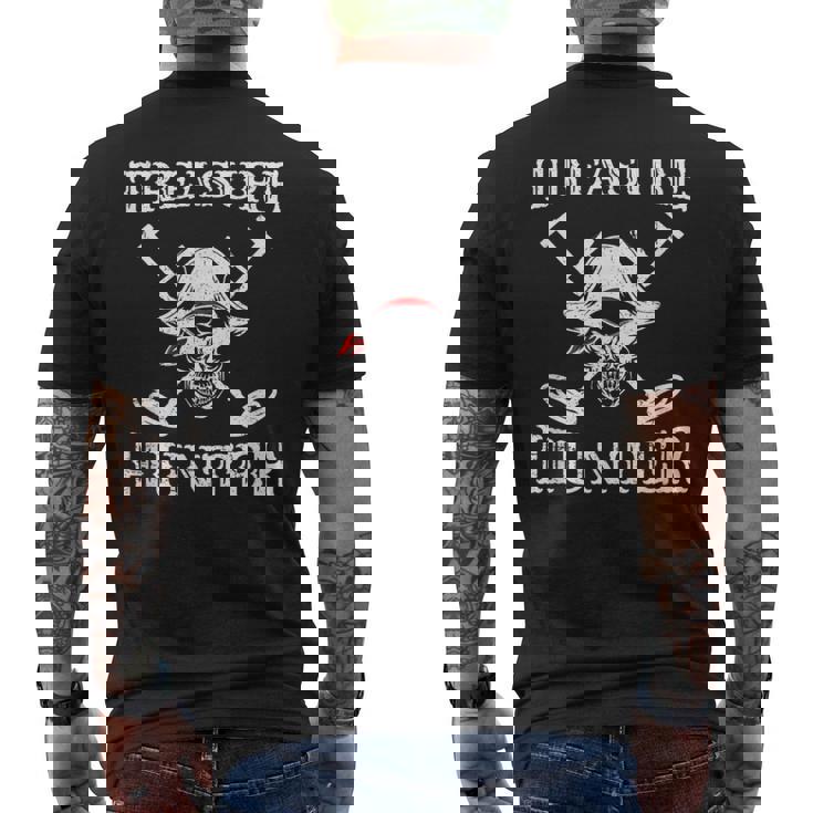 Hidden Treasure Hunter Pirate Metal Detector Gold Coins Men's T-shirt Back Print