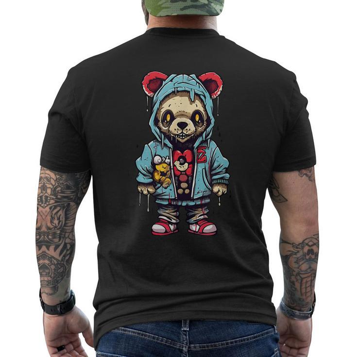 Hip Hop Teddy Bear Zombie Teddy Bear Streetwear Horror Drip Teddy Bear  Men's T-shirt Back Print