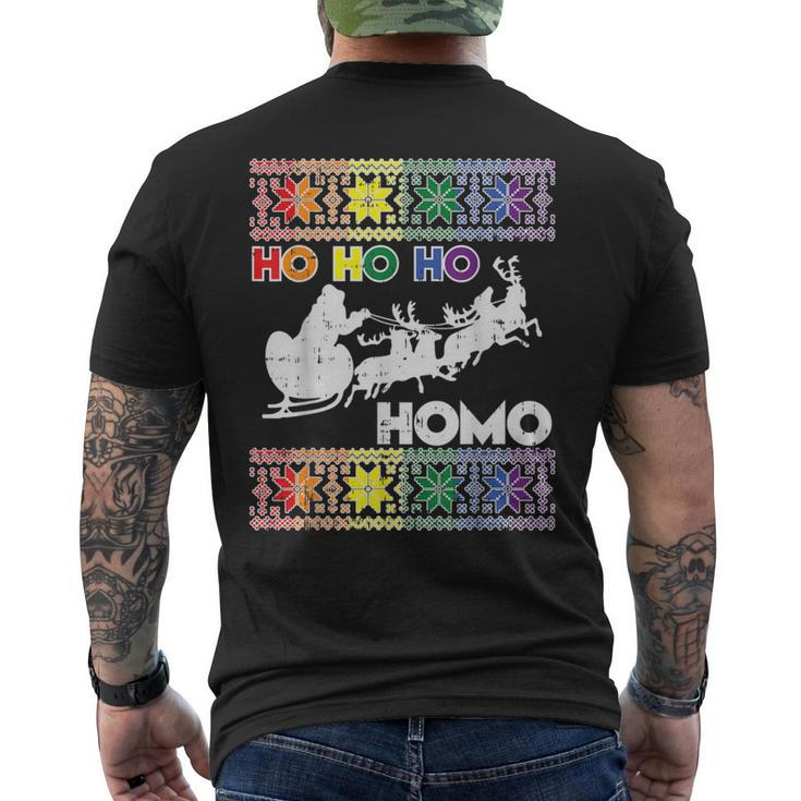 Ho Ho Homo Gay Ugly Xmas Sweater Lgbt Christmas Men's T-shirt Back Print