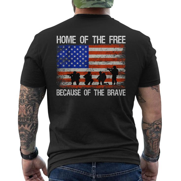 Home Of The Free Because Of The Brave Veteran American Flag Men's Back Print T-shirt