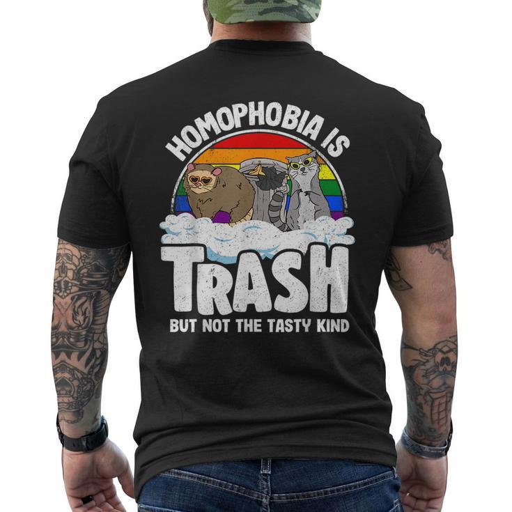 Homophobia Is Trash Gay Pride Raccoon Opossum Ally Lgbt  Mens Back Print T-shirt