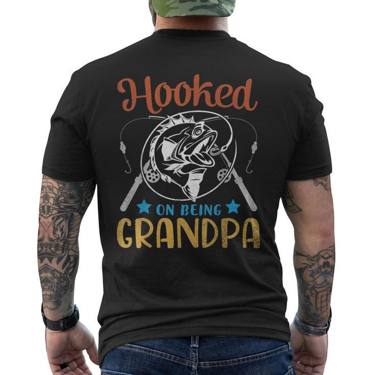 Hooked On Being Grandpa Happy Father Day Fisher Papa Men's Back Print T-shirt