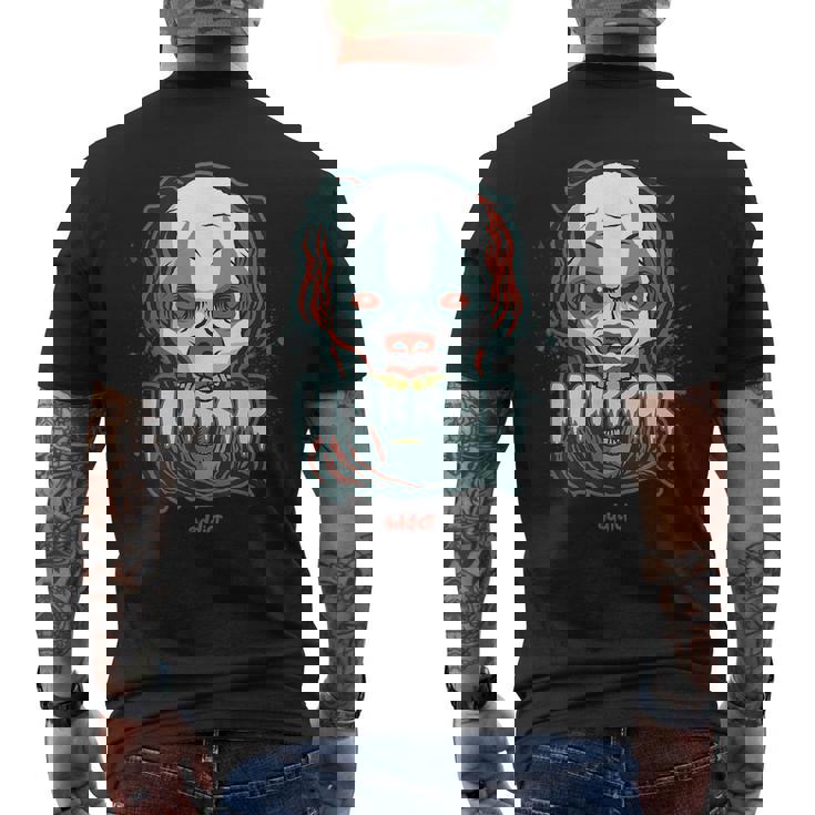 Horror Addict Scary Clown Mask Halloween Party Scary Clown  Men's T-shirt Back Print