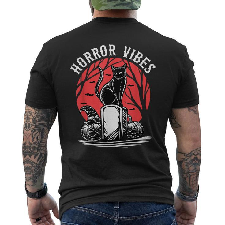 Horror Vibes Horror Movie Scary Black Cat Halloween Halloween Men's T-shirt Back Print
