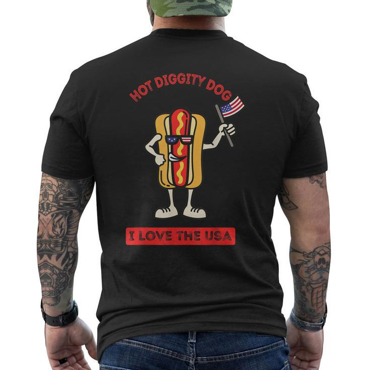 Hot Diggity Dog July 4Th Patriotic Bbq Picnic Cookout Funny  Mens Back Print T-shirt