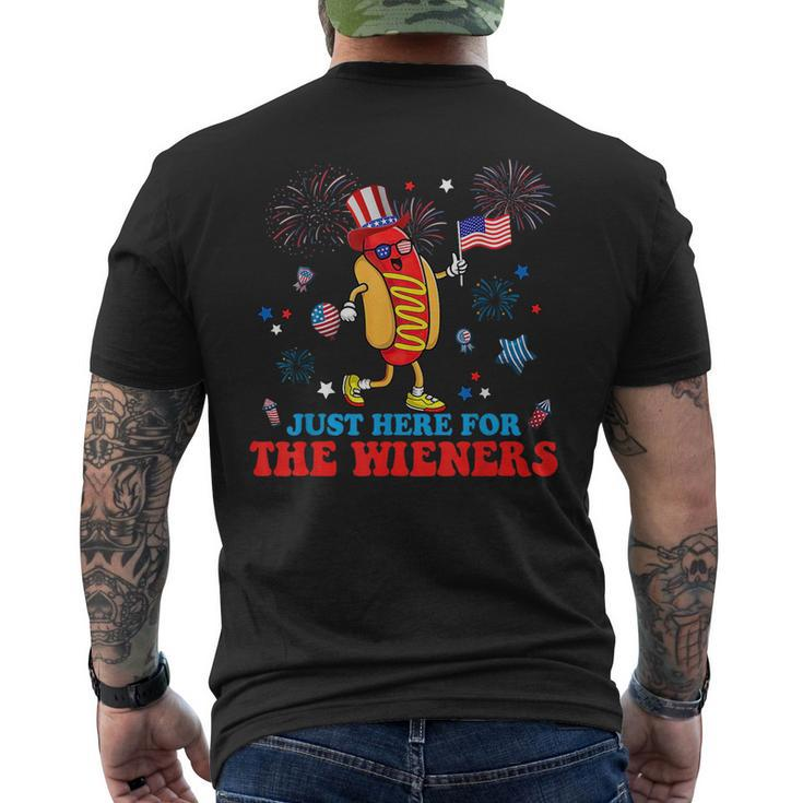 Hot Dog Im Just Here For The Wieners 4Th Of July Men's Crewneck Short Sleeve Back Print T-shirt