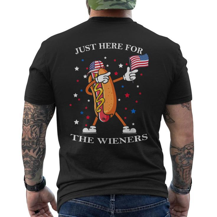 Hot Dog Im Just Here For The Wieners Funny Fourth Of July Mens Back Print T-shirt