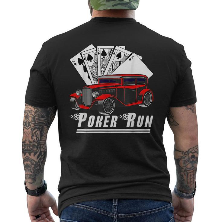 Hot Rod Sedan Poker Run Rat Rod Car Show Muscle Car Guy Mens Back Print T-shirt