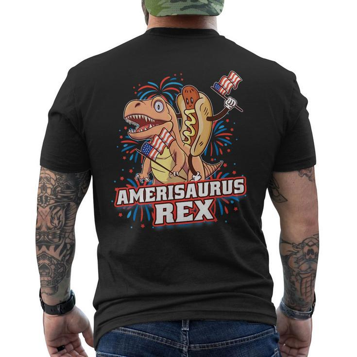 Hotdog T Rex Dinosaur 4Th Of July Amerisaurus Funny Gifts  Mens Back Print T-shirt