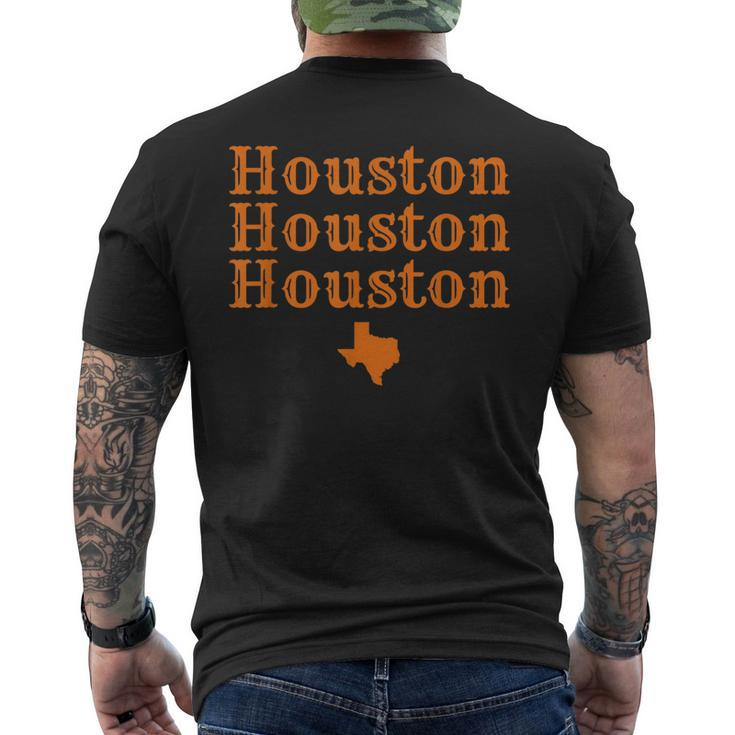 Houston Map Retro Vintage Houston Texas Pride State Usa  Mens Back Print T-shirt