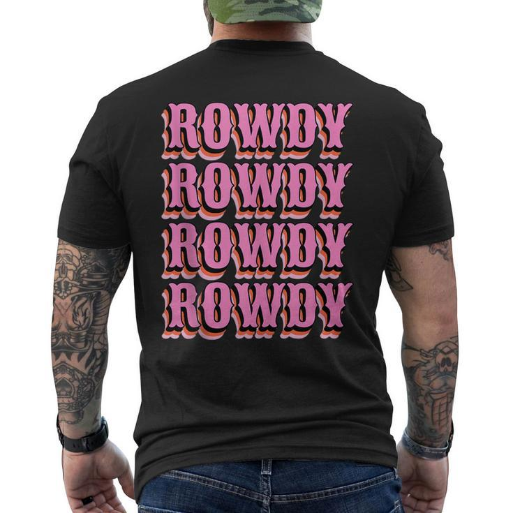Howdy Rowdy Retro Cowgirl Nashville Country Bachelorette  Mens Back Print T-shirt