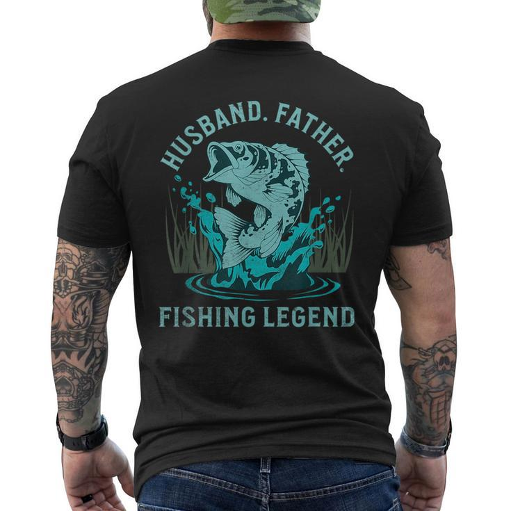 Husband Father Fishing Legend Funny Fisherman Quote Dad Joke  Mens Back Print T-shirt