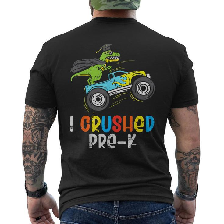 I Crushed Pre-K T-Rex Monster Truck Graduation Cap  Mens Back Print T-shirt