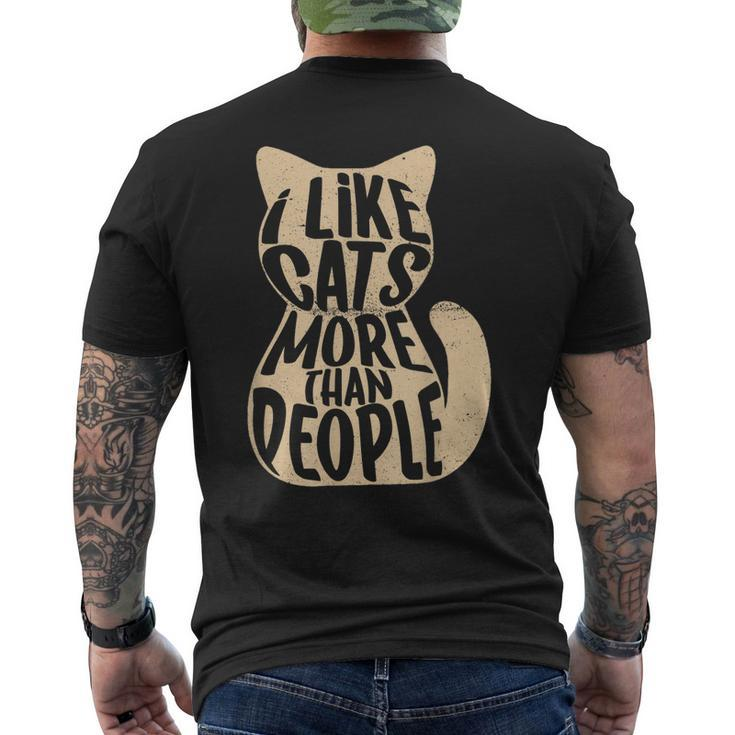 I Like Cats More Than People Funny Cat Lover  Mens Back Print T-shirt
