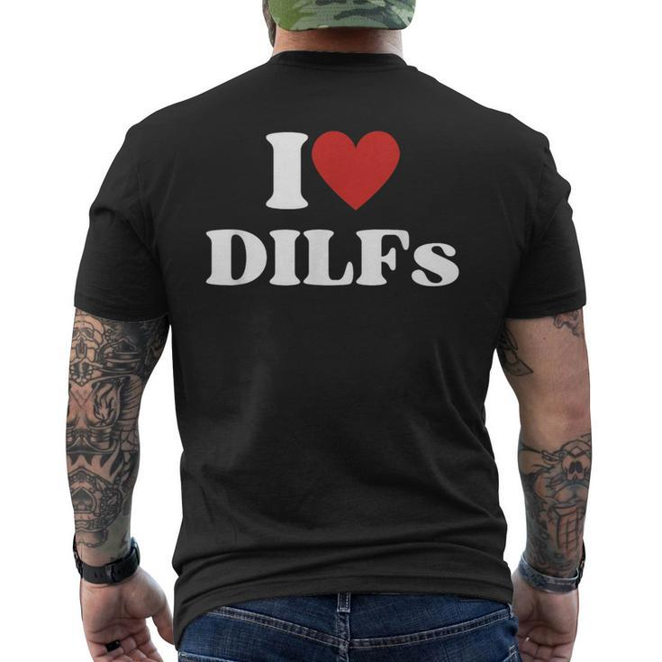 I Love Dilfs Red Heart  Mens Back Print T-shirt
