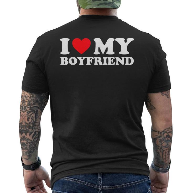 I Love My Boyfriend Bf  I Heart My Boyfriend  Bf  Mens Back Print T-shirt