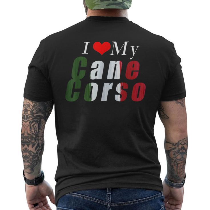 I Love My Cane Corso  Mastiff  Italian Flag Colors Mens Back Print T-shirt